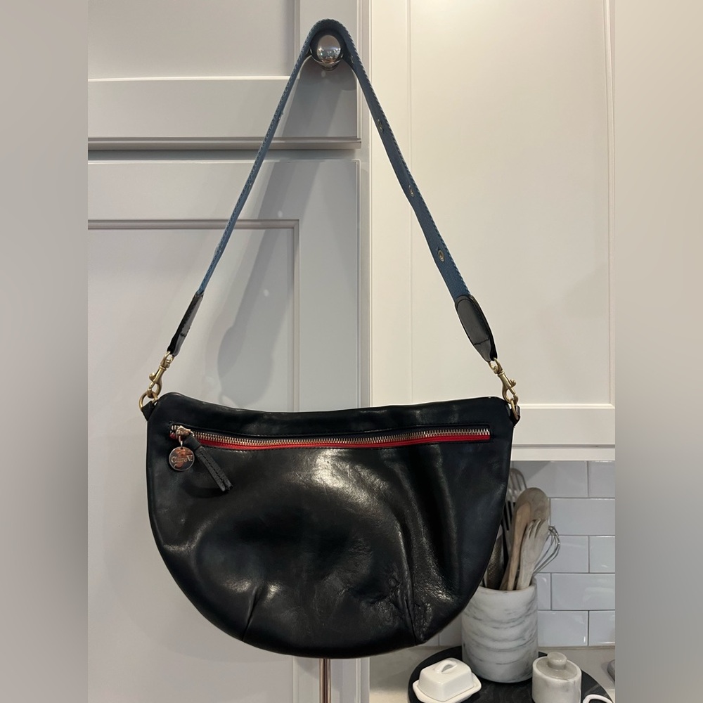 Black Crossbody Bag with Red Accent